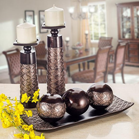 Juego de 3 bandejas y bolas de orbes para decoración