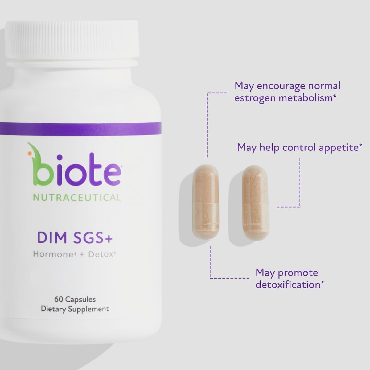 Suplemento Hormonal Detox DIM SGS+ Biote Nutraceuticals (60 caps)
