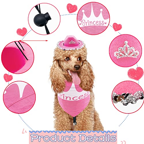 PET SHOW Juego de 2 sombreros de vaquero para perros pequeños, con bandana, con bandana, con diseño de vaca y niña, bandana para perro, disfraz de vaquero occidental, accesorios para cachorros medianos, gatos, conejos, cumpleaños, fiesta, uso diario