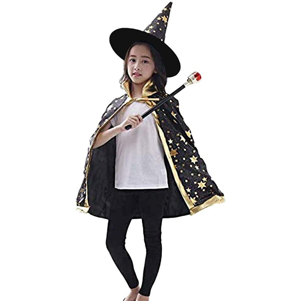 Disfraz de mago con sombrero para niños talla unica negro