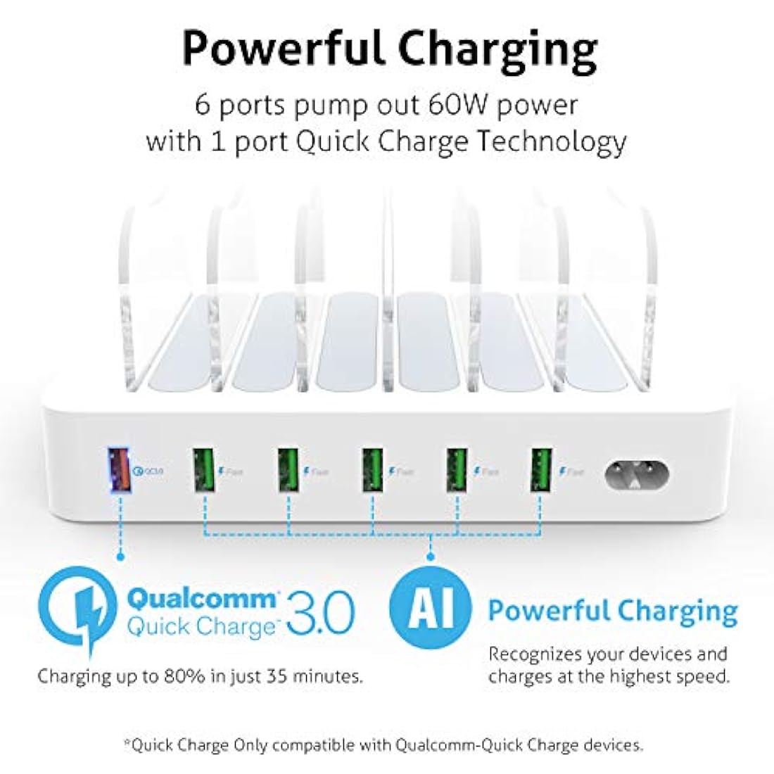 Organizador de estación de carga USB de 6 puertos p