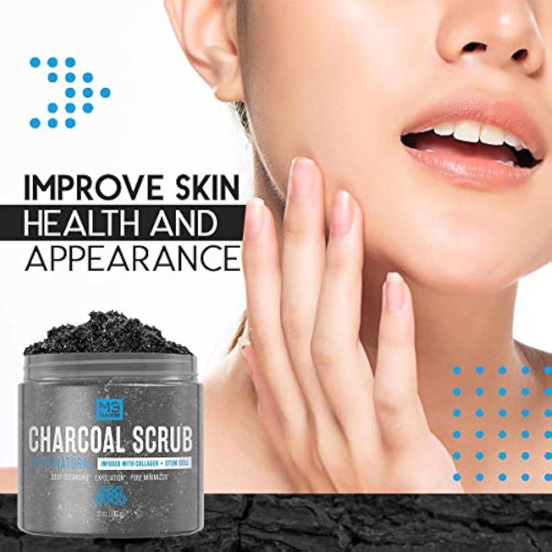 Exfoliante de carbón activado con colágeno M3 Naturals