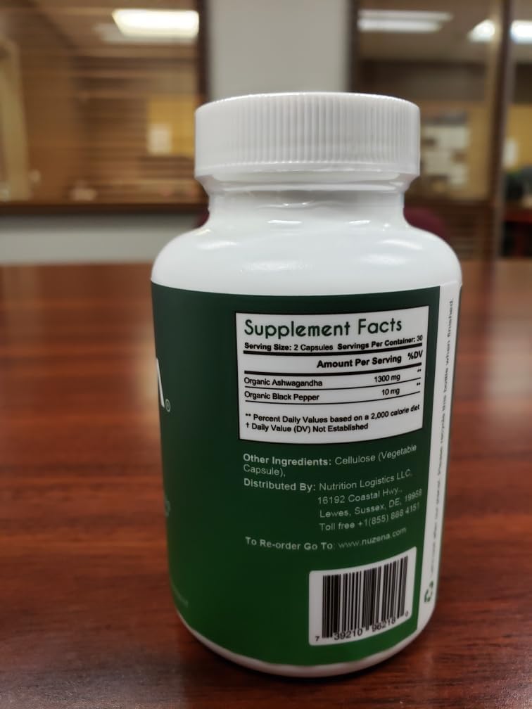 Cápsulas de Ashwagandha, Pure +, 1300mg, Vegan, 60 unidades
