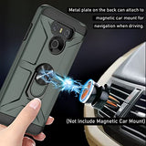 Funda para LG G6, funda para LG G6 con [3 protectores de pantalla de vidrio templado], soporte de anillo integrado y soporte magnético para coche a prueba de golpes, resistente a caídas, funda resistente para LG G6, color verde oscuro