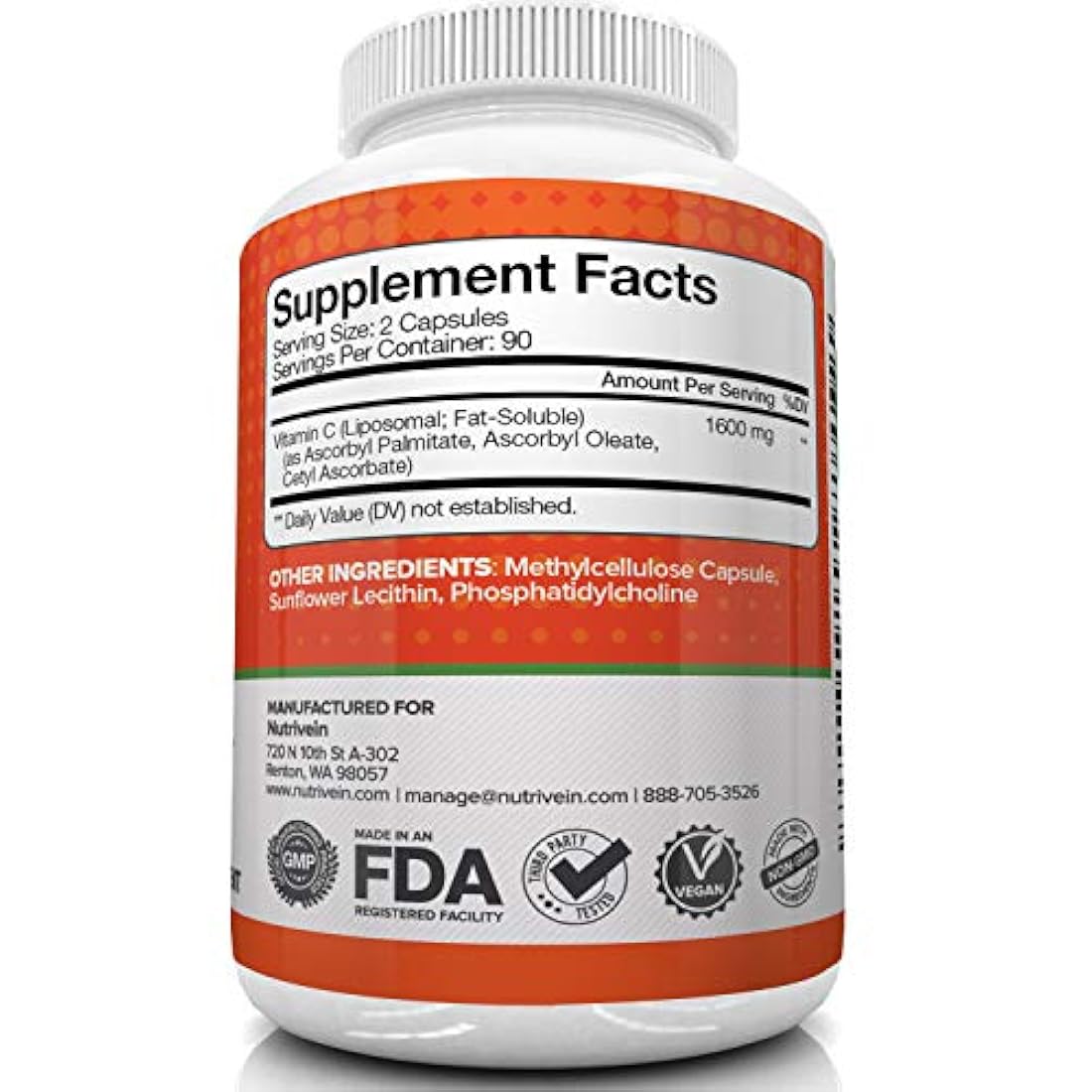 Liposomal Vitamina C 1600 mg – 180 cápsulas