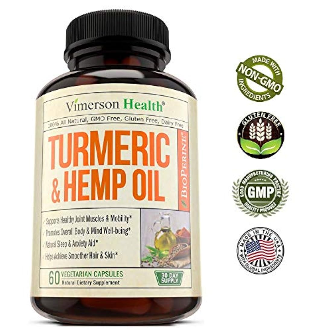 Curcumina  cúrcuma con aceite de cáñamo en polvo y bioperina.