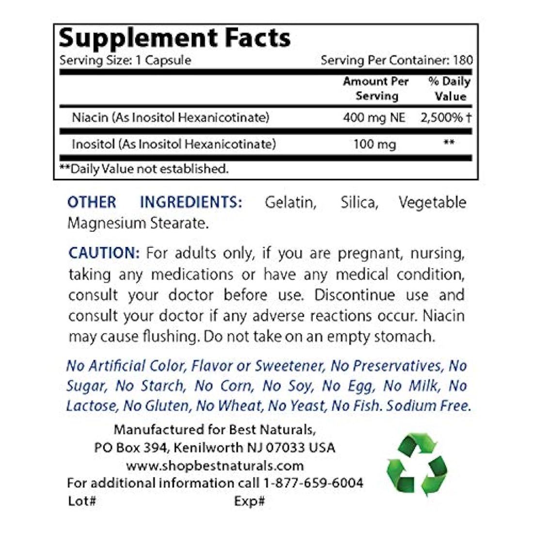 Best Naturals Niacina 500 mg