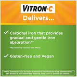 Vitron-C Suplemento de hierro de alta potencia con vitamina C, aumenta la energía, 60 unidades