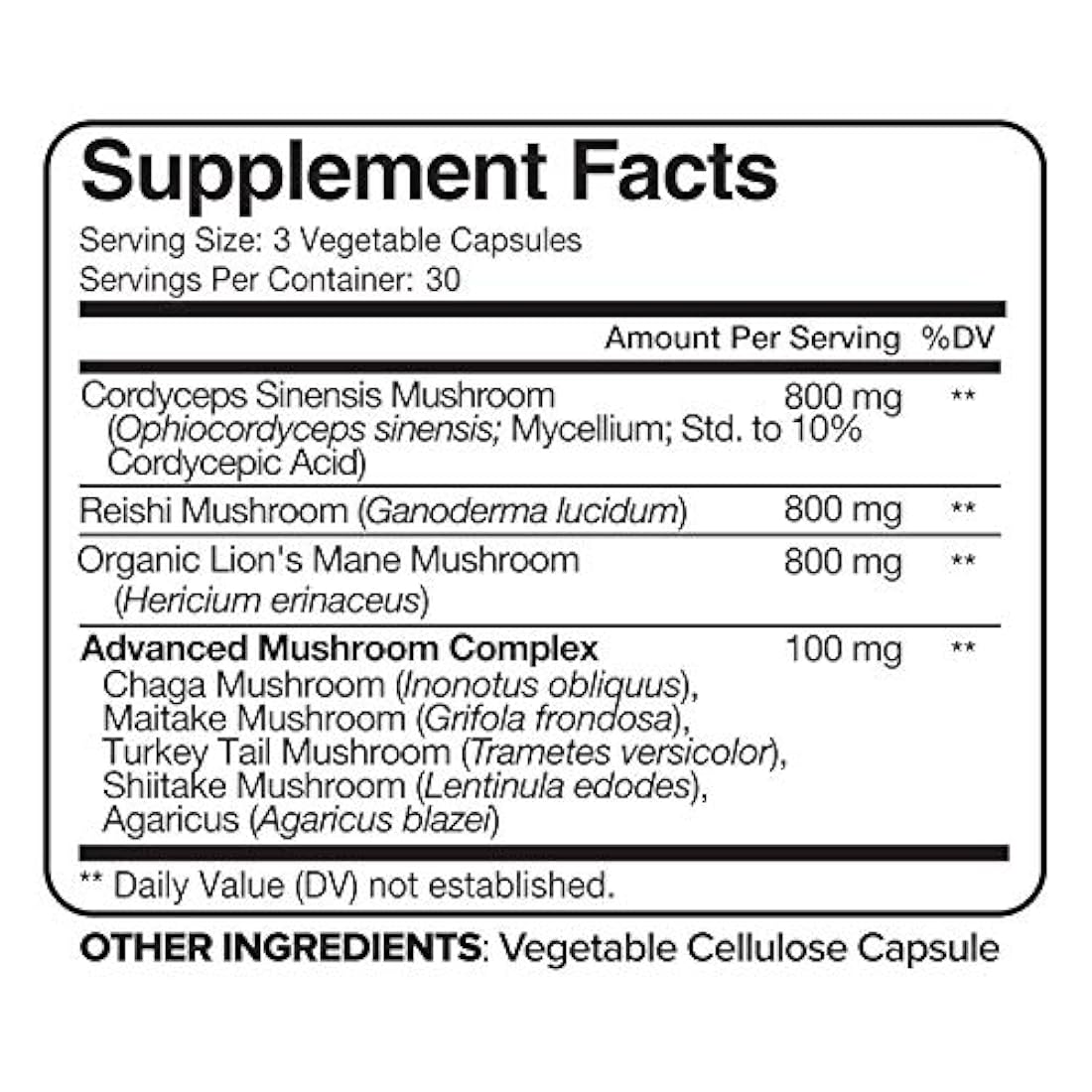 Nutrivein - Suplemento de hongos 2500mg 90 Cápsulas