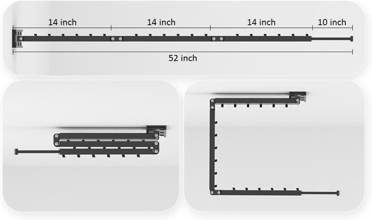 Perchero Plegable de Pared con Brazo Extensible, Modelo A