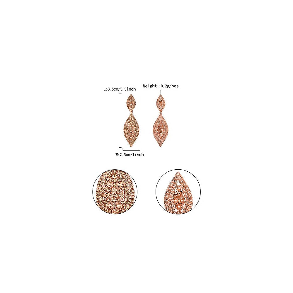 Aretes colgantes  con cristales de estrás color rosa