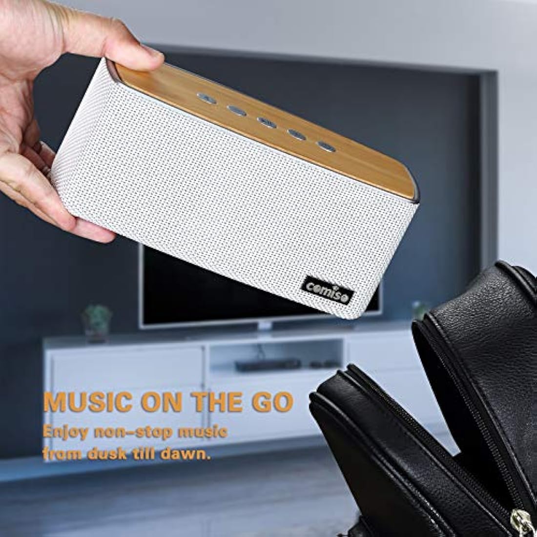 Altavoces Bluetooth COMISO, altavoz inalámbrico de 30 W de madera alta para el hogar y al aire libre, altavoz de subwoofer para sonido estéreo de graves súper bajos, Bluetooth V4.2 de 100 pies y 12H tiempo de reproducción