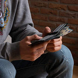 DiLoro -Billetera de piel fina para hombre,bolsillo bifold