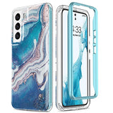 ESDOT Funda para Samsung Galaxy S22 Plus, grado militar, prueba de caída de 21 pies, resistente con diseños de moda para mujeres y niñas, funda protectora para Galaxy S22+ Plus 6.6 pulgadas, estampado mármol ópalo y azul