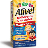 ¡Nature's Way Alive! Multivitamina prémium masticable para niños, sin gluten, 120 tabletas masticables