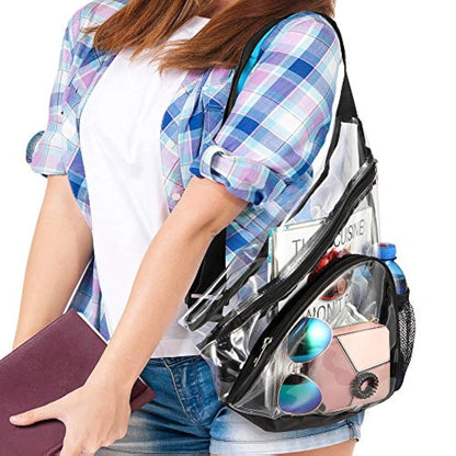 Morral bandolero unisex de PVC transparente/Negro. HULISEN