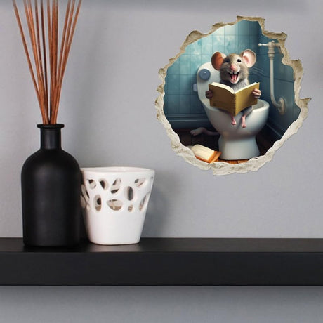 Adhesivo de Pared Ratón Feliz en Baño - Decoración Infantil
