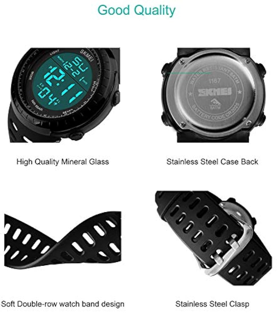 Reloj deportivo digital hombre,pantalla LED,esfera grande
