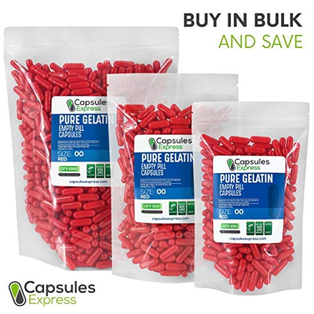 Capsules Express - Cápsulas de gelatina vacías (100 unidades)