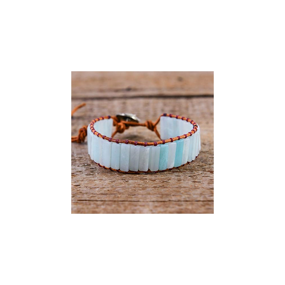 Pulseras y tobilleras de piel con forma de tubo de cristal