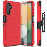 Leptech Funda para Samsung Galaxy A13 5G con protector de pantalla de TPU, [Serie Funda] Funda protectora con clip para cinturón, resistente a prueba de golpes, funda para teléfono celular (rojo)