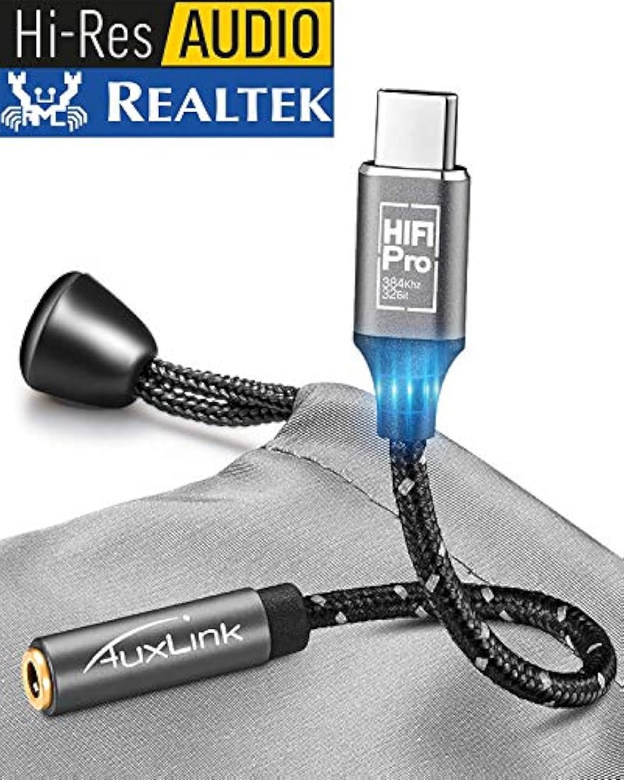 Adaptador de auriculares USB C a 0.138 in AuxLink Hi-Fi Pro