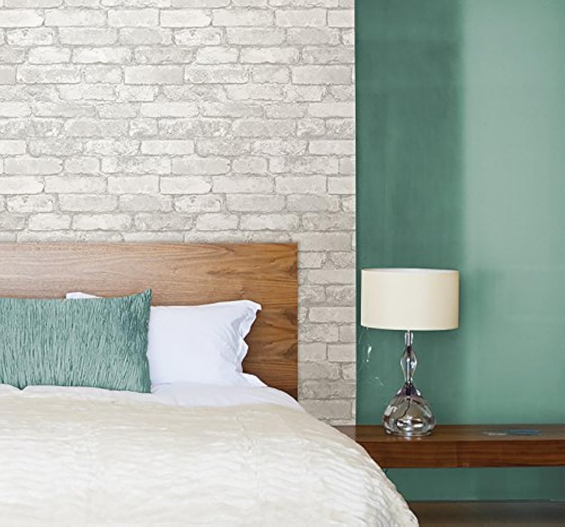 Papel pintado de ladrillo blanco con adhesivo