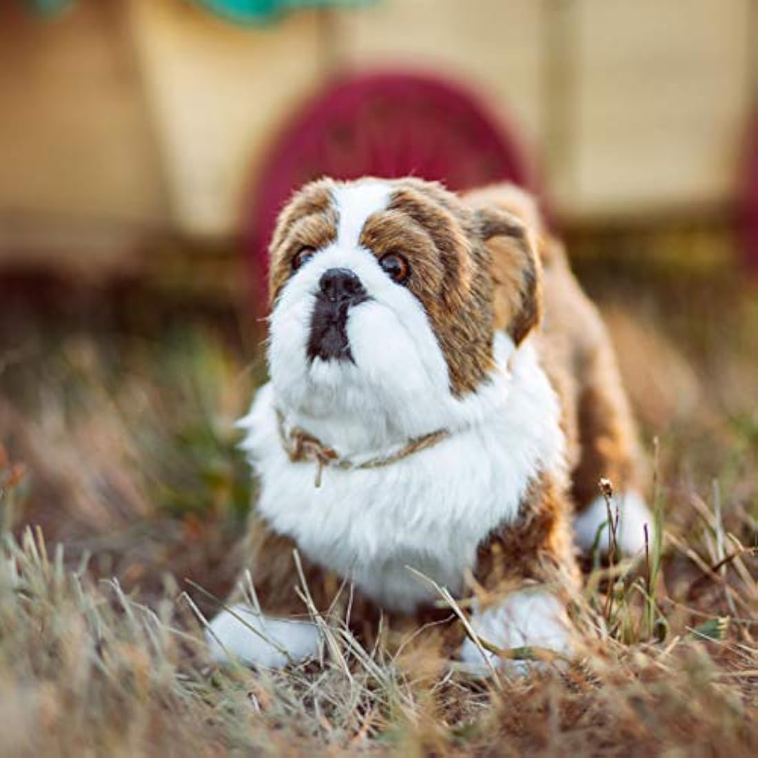 peluche de bulldog, con cuerda