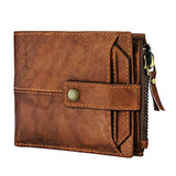 Spiffy - Cartera de piel auténtica para hombre con tarjetero
