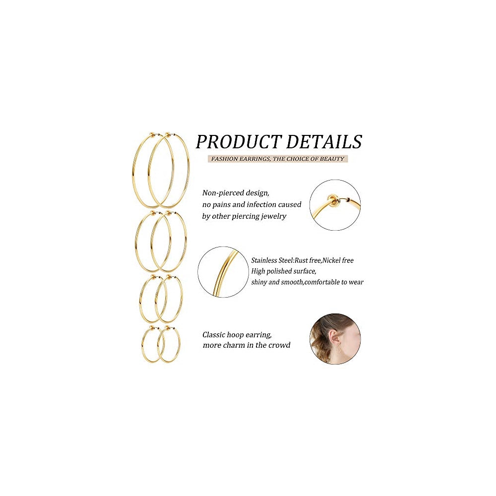 Aretes de pendientes de aro de acero inoxidable para mujer