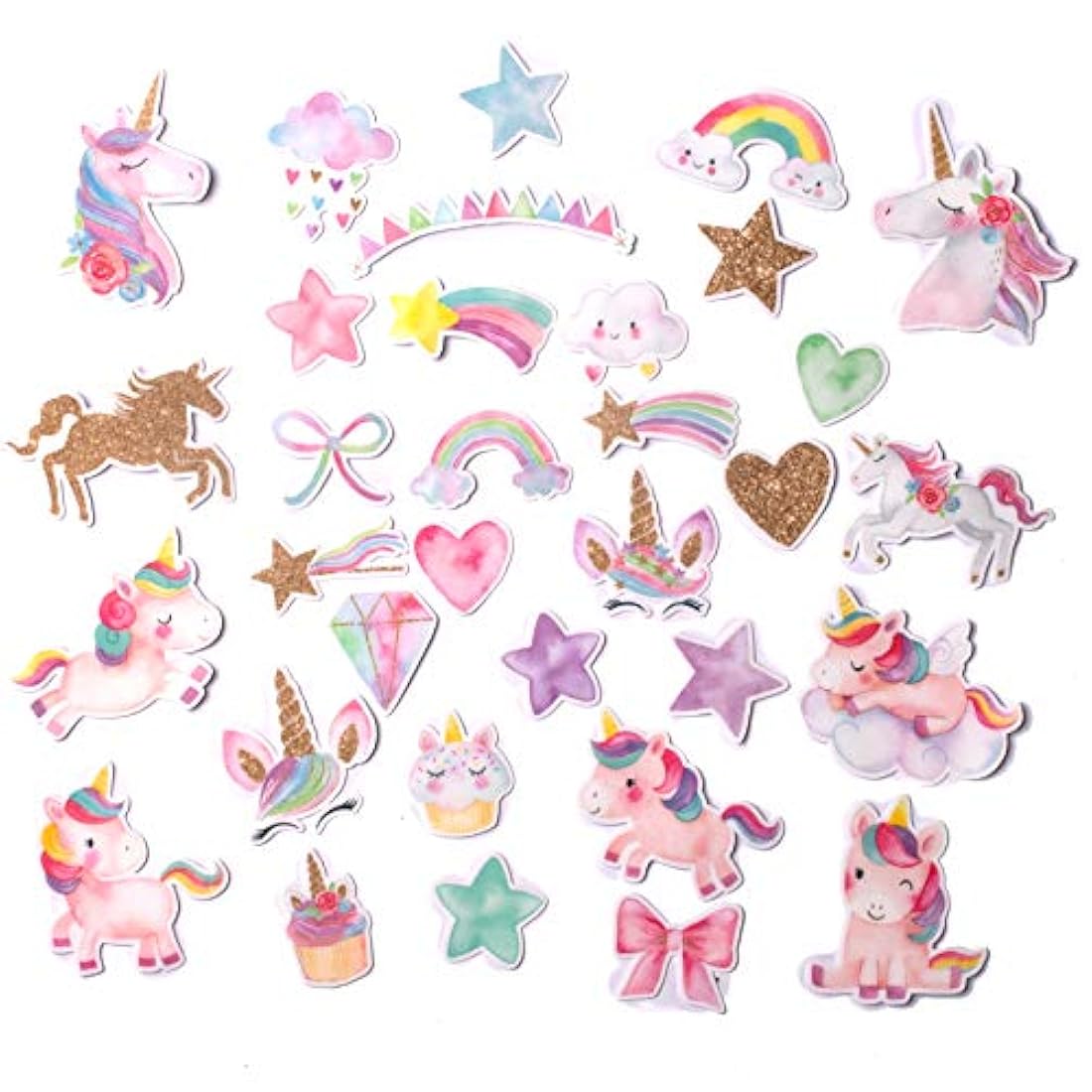 Pegatinas de unicornio arcoíris mágico de peonía azul marino