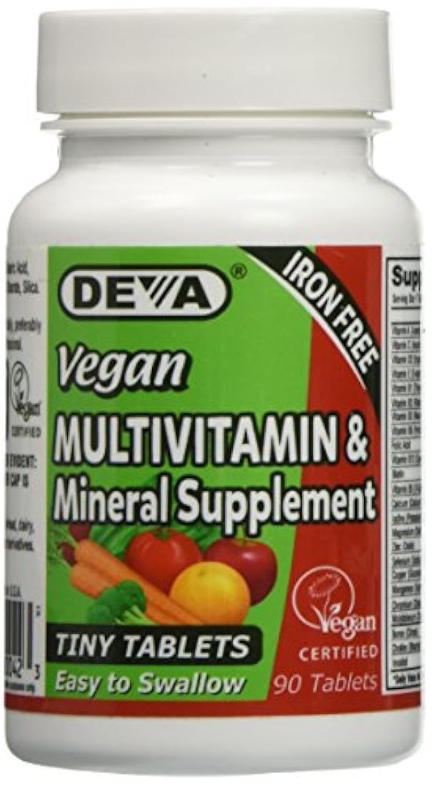 Deva Nutrition Tabletas multivitamínicas veganas pequeñas, sin hierro, 90 unidades
