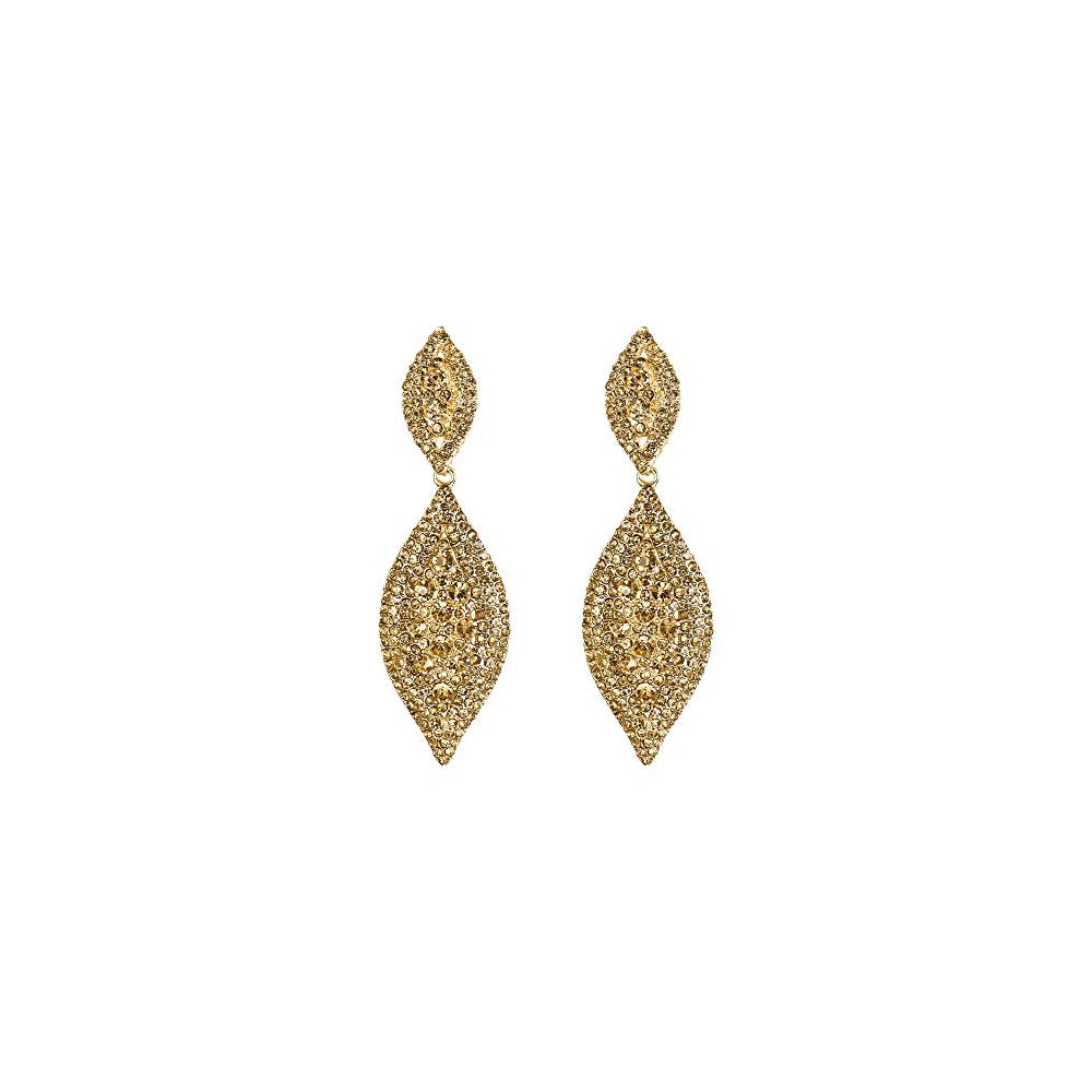 Aretes colgantes de 2 hojas con cristales para novia