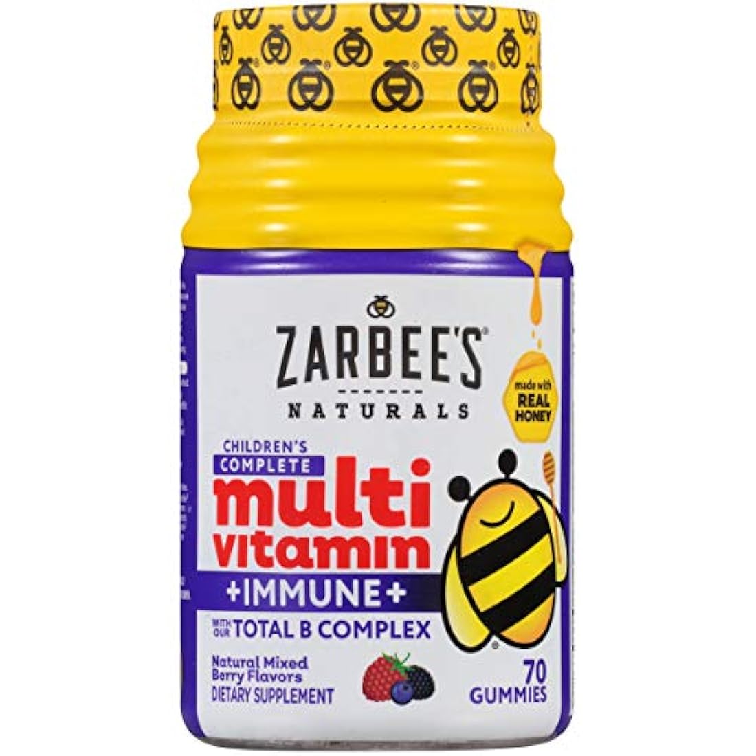 Zarbee's Naturals Multivitamínico completo para niños + goma inmune*, sabores de bayas mezclados, 70 gomas