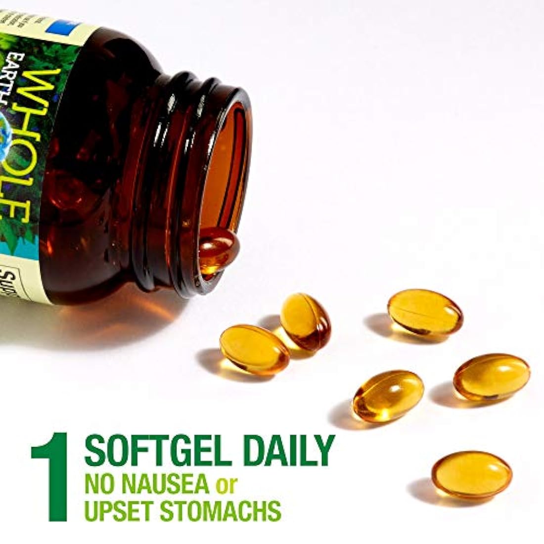 Tierra entera y mar de factores naturales, vitamina E 400 UI, suplemento de alimentos enteros, sin gluten, 90 geles blandos (90 porciones)