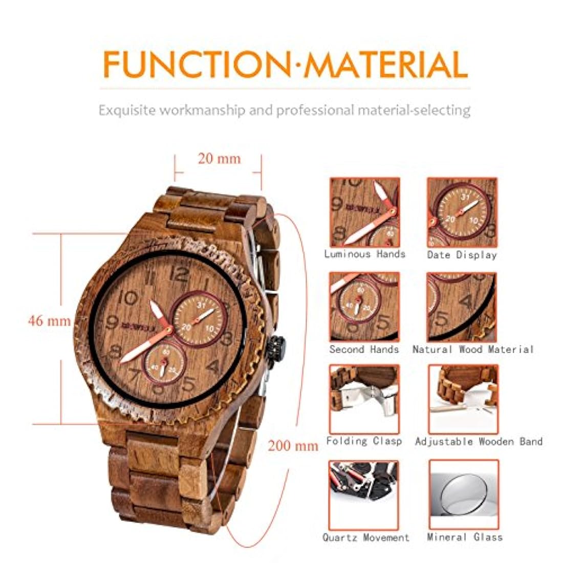 Reloj de madera para hombre