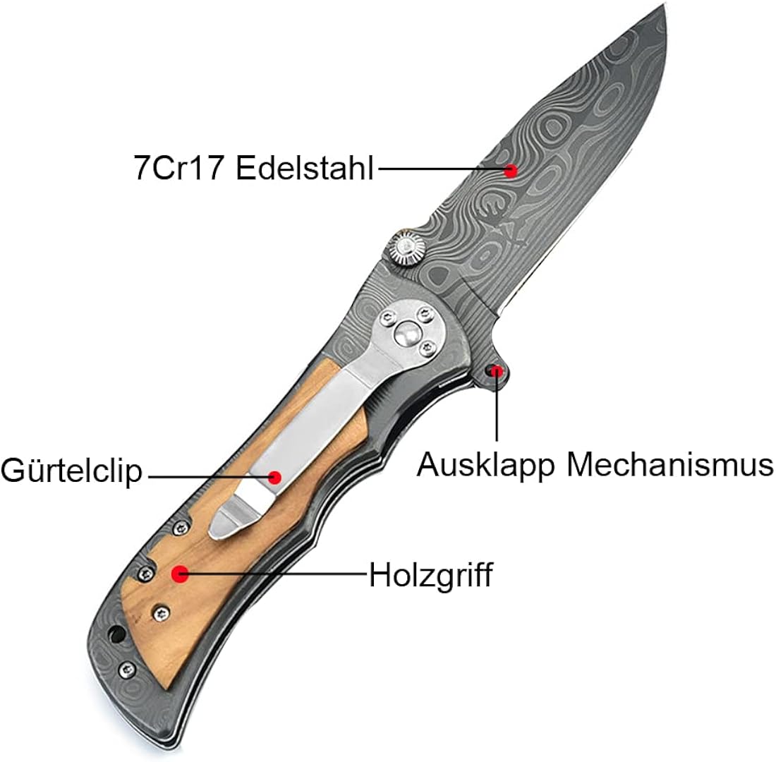 Cuchillo de bolsillo plegable con acero inoxidable gris