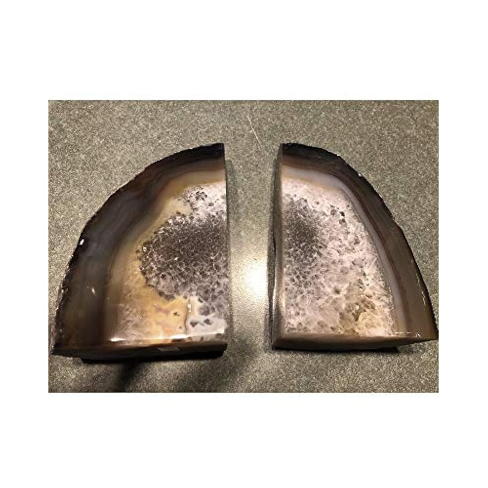 Par de sujetalibros de ágata natural  2-3 lbs (pequeño)