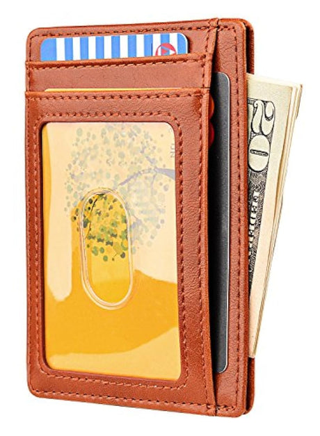 Buffway - Bloqueo de Cuero Carteras para Hombres Mujeres