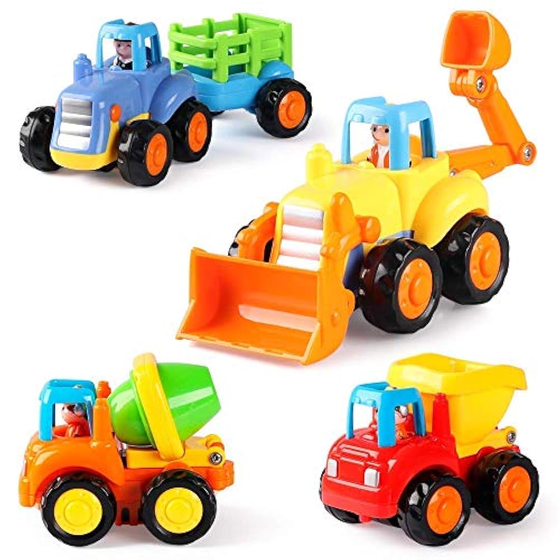Juego de 4 vehículos de construcción, motor de fricción.