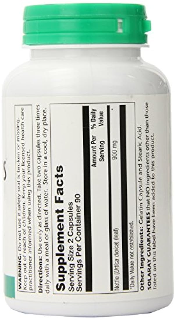 Solaray Nettle Leaf 450mg Vegano, Sin OGM |