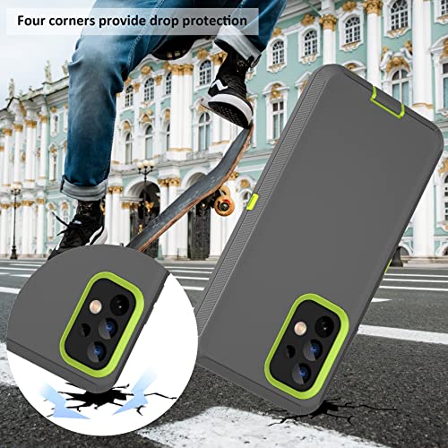 Funda compatible con Samsung Galaxy A53 5G, con clip para cinturón, resistente, resistente a prueba de golpes, protección de cuerpo completo, con función atril, para Samsung Galaxy A53 5G (gris oscuro + azul claro)