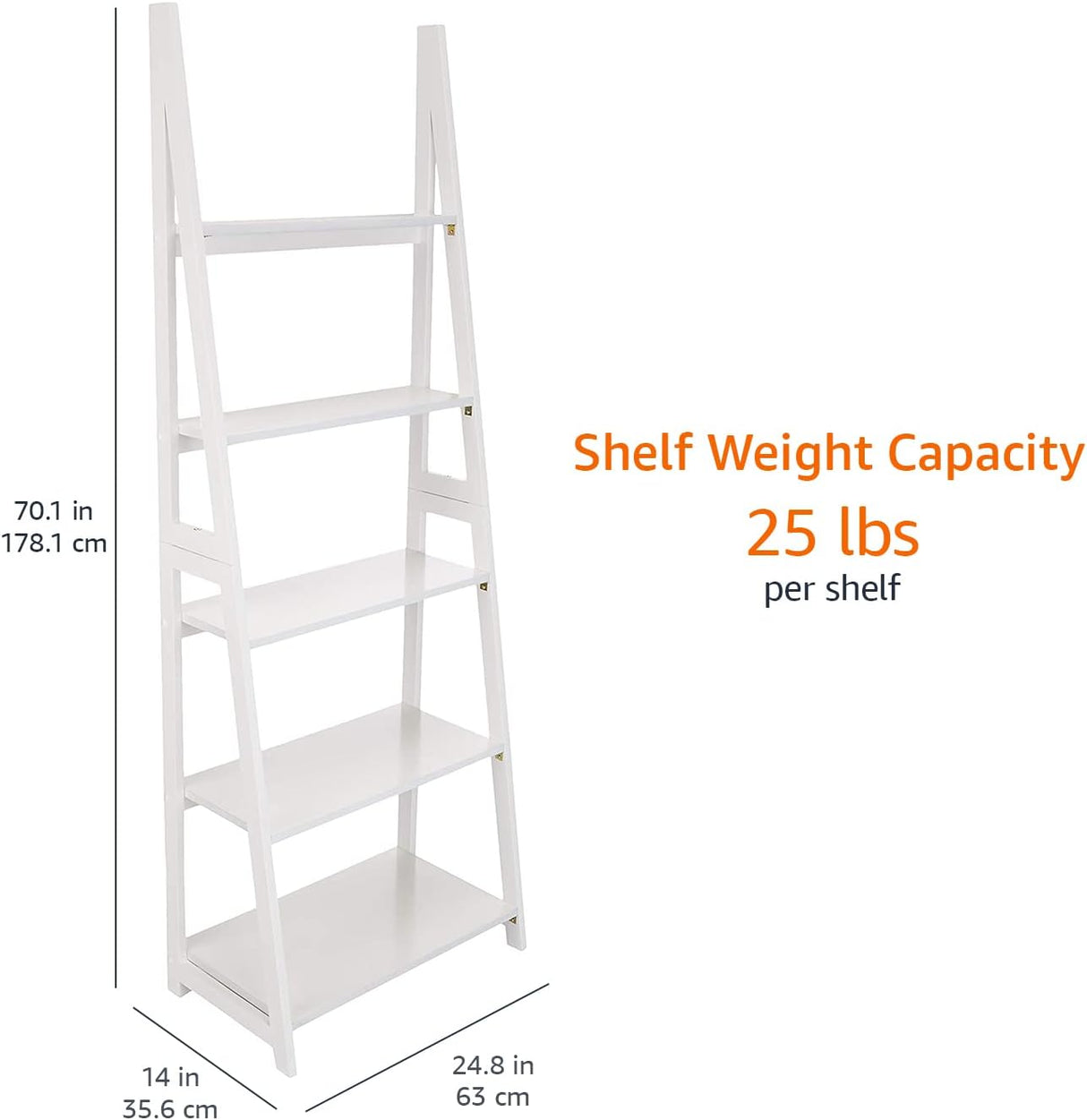 Estantería de Escalera 5 Niveles Amazon Basics, Marco de Madera