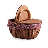 canaste de picnic con forro de guinga rojo