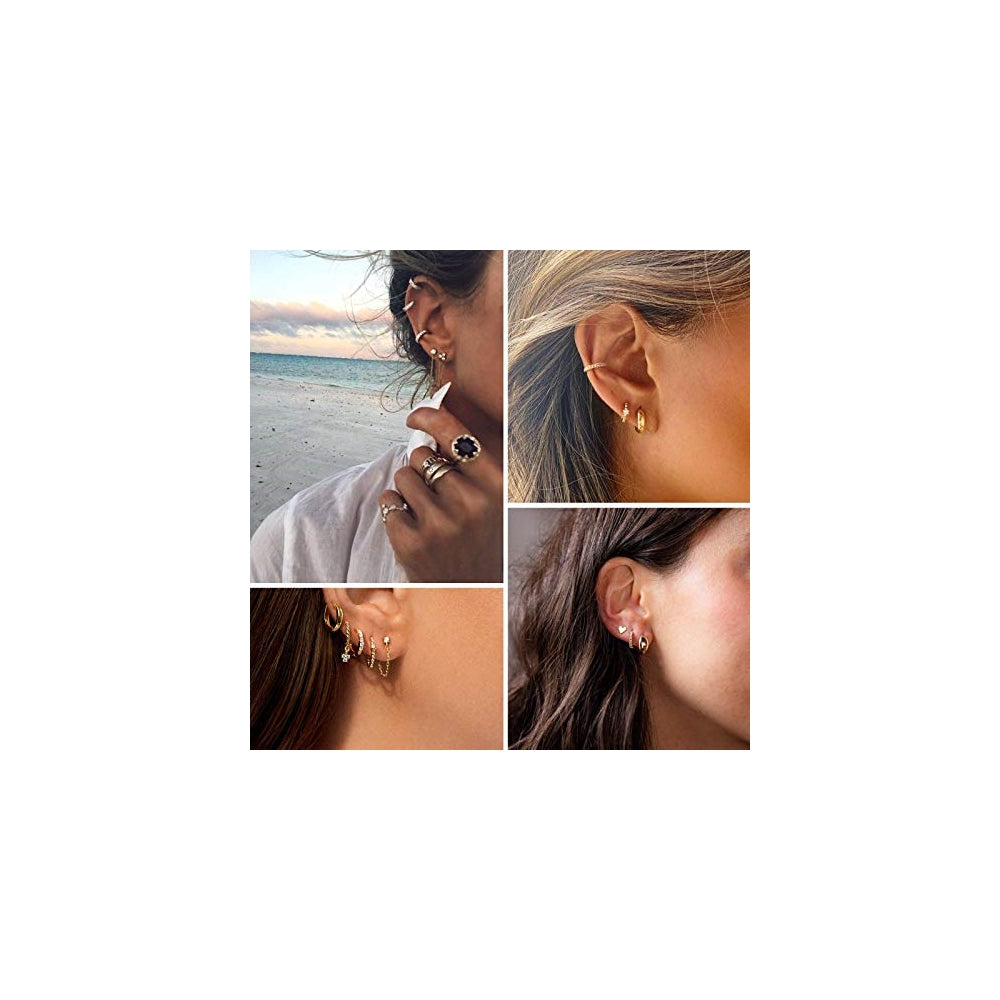 Aretes de aro colgantes dorados  para mujeres