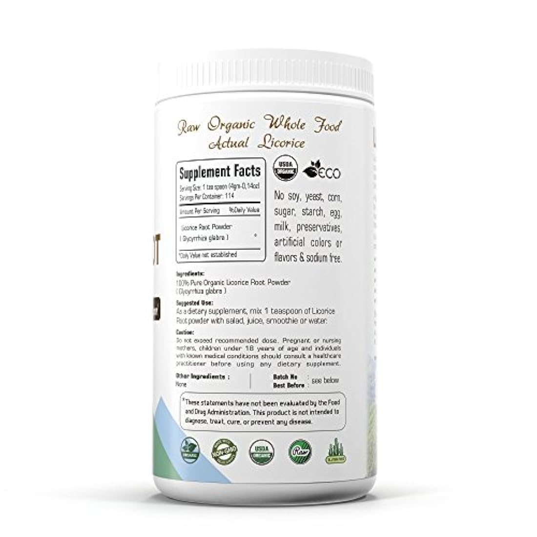 orgánico Regaliz Root Polvo 16 oz-1 lb Respiratorio natural