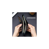 Bullcaptain QB-027 - Tarjetero plegable de piel auténtica de gran capacidad para hombres con 15 ranuras para tarjetas