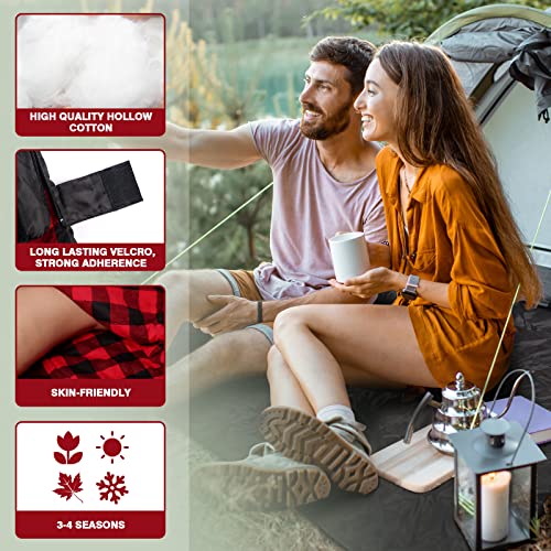 BESTEAM Saco de dormir doble de franela de algodón para acampar, mochilero, senderismo, sacos de dormir impermeables para 2 personas con 2 almohadas para adultos, adolescentes y niños en interiores y exteriores