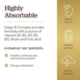 Solgar B-Complex 50, metabolismo energético, apto para veganos, 100 cápsulas vegetales