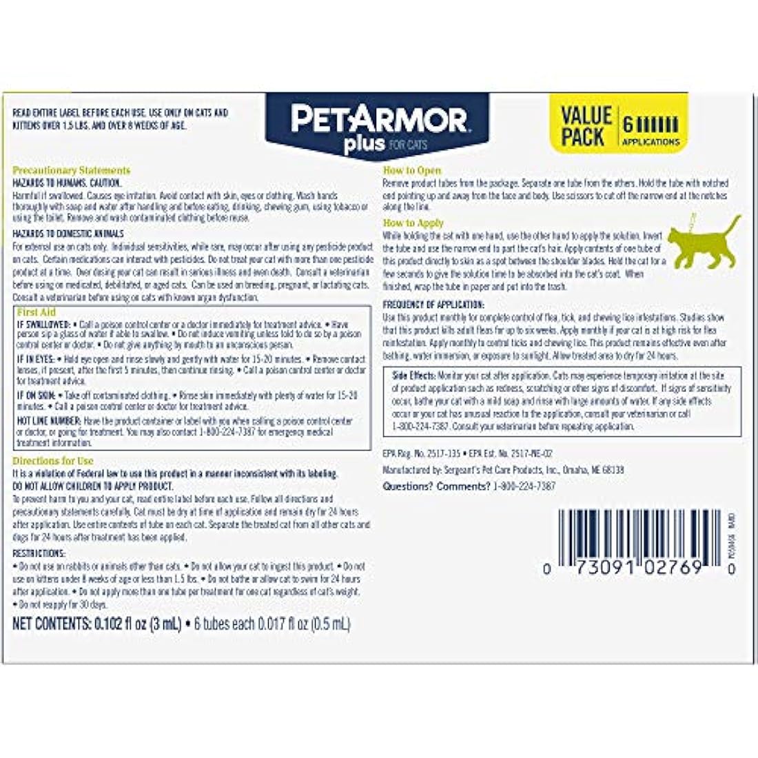 Prevención de pulgas y garrapatas para gatos